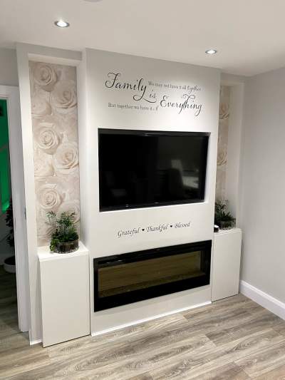 Tv wall with electrical fireplace